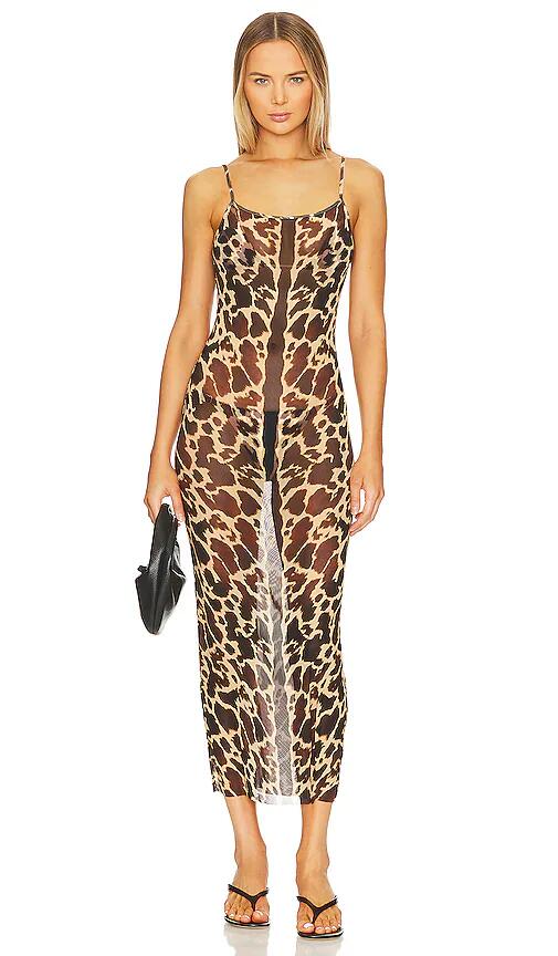 WeWoreWhat Mesh Scoop Maxi Slip Dress in Brown Cover