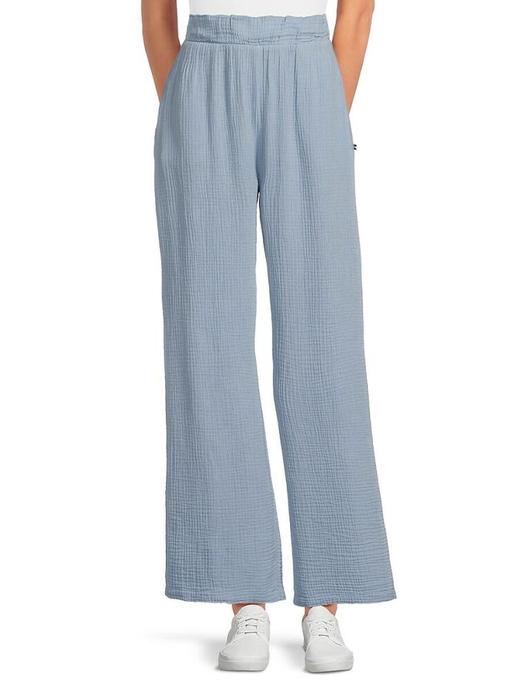 Sol Angeles Women's Textured Wide Leg Pants - Blue Cover