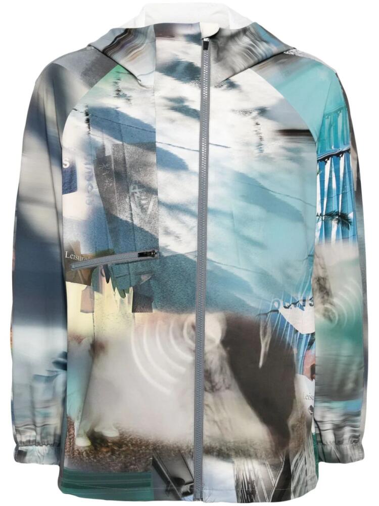 CROQUIS abstract-pattern print hooded jacket - Blue Cover