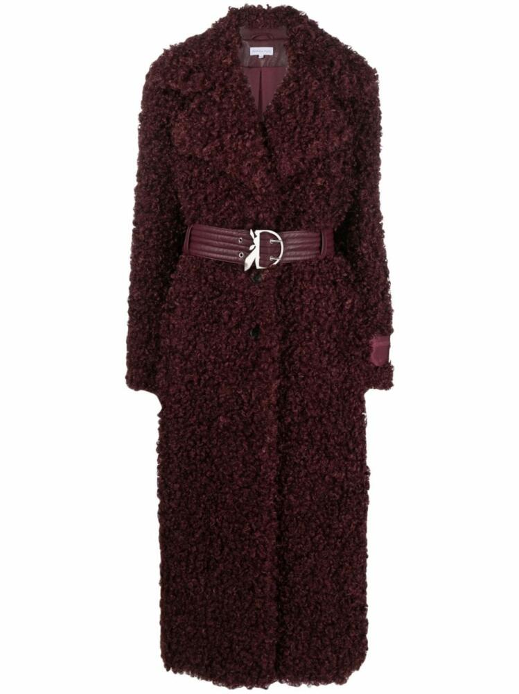 Patrizia Pepe faux-shearling belted long coat - Purple Cover