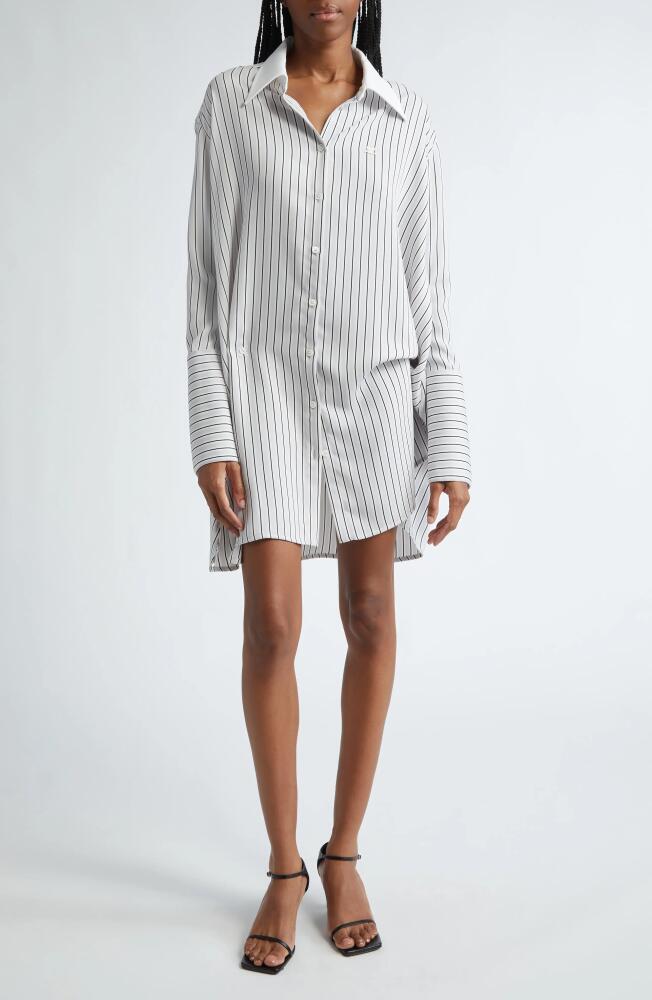 Courrèges Twist Stripe Long Sleeve Mini Shirtdress in Mist Cover