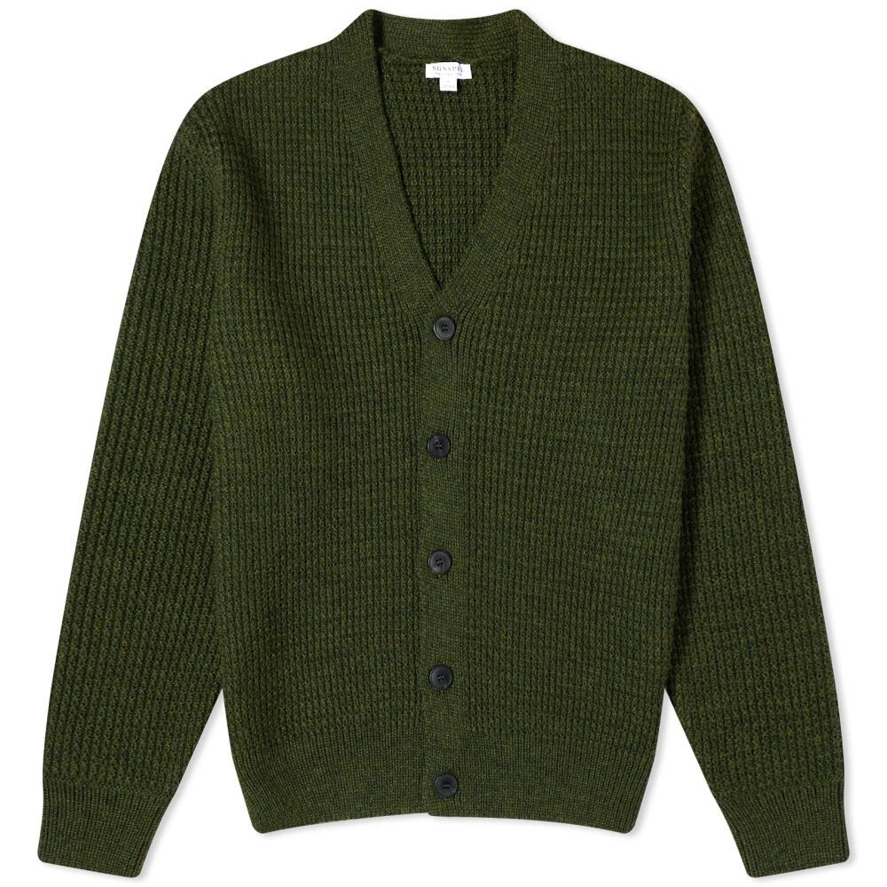 Sunspel Men's Fisherman Cardigan in Dark Olive Cover