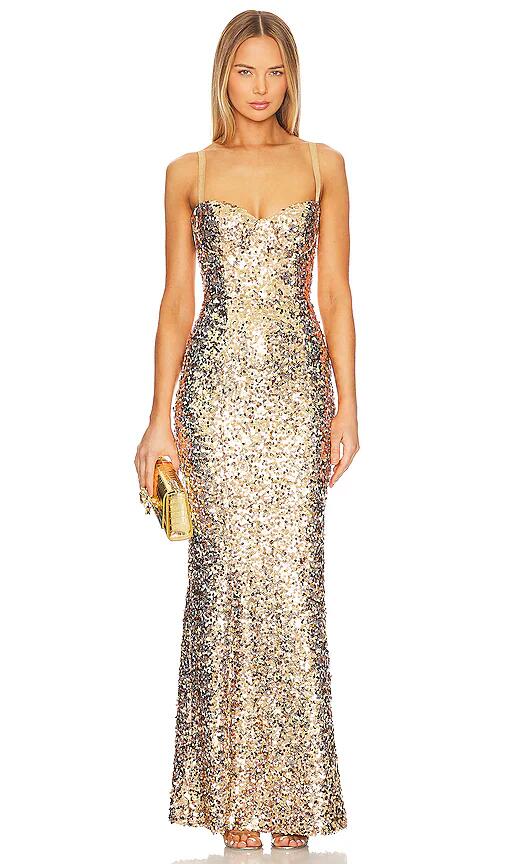 V. Chapman Ruby Dress in Metallic Gold Cover