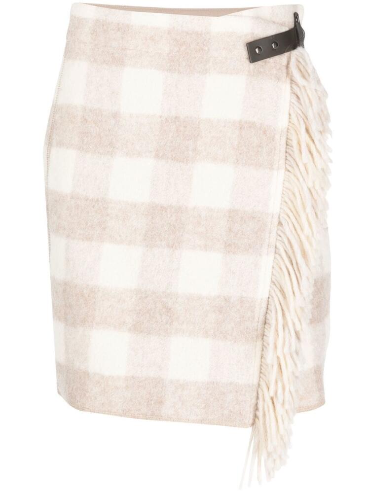 Emporio Armani plaid fringed skirt - Neutrals Cover