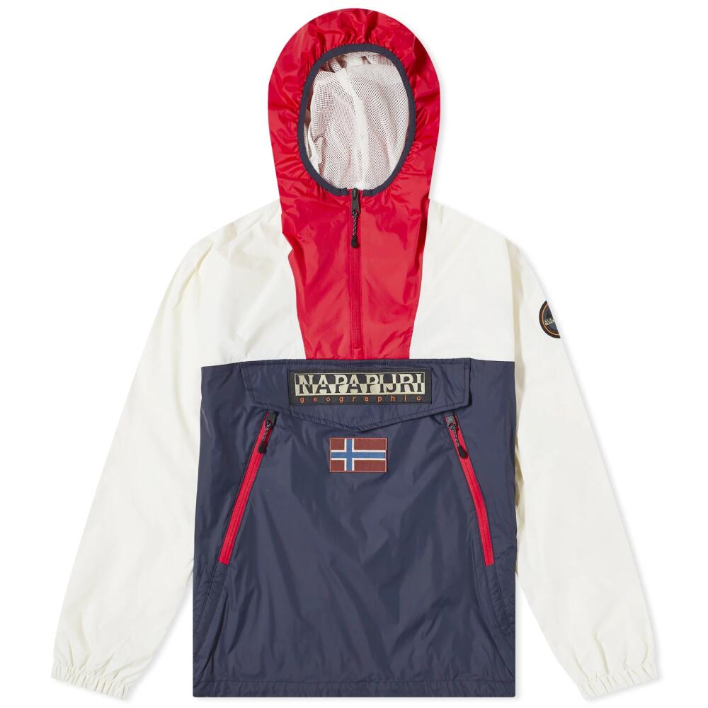 Napapijri Men's Lightweight Rainforest Jacket in Blue/White/Red Cover