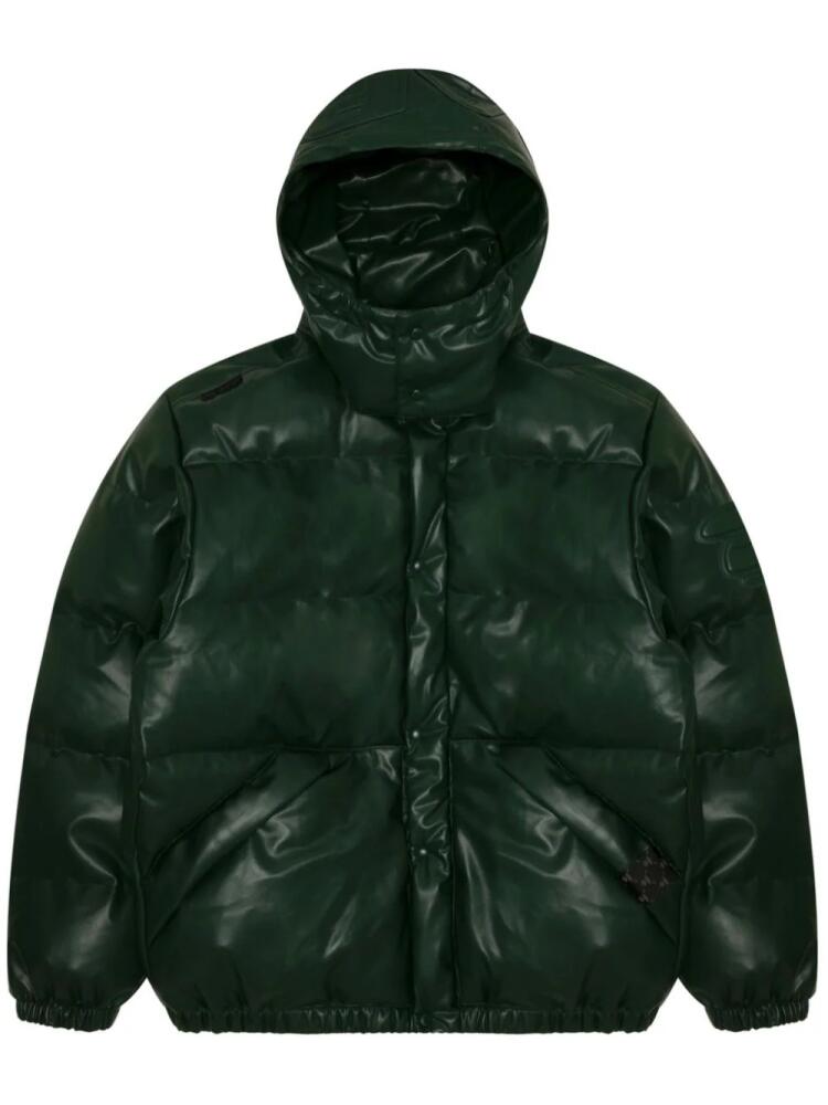 AAPE BY *A BATHING APE® quiled faux-leather down jacket - Green Cover