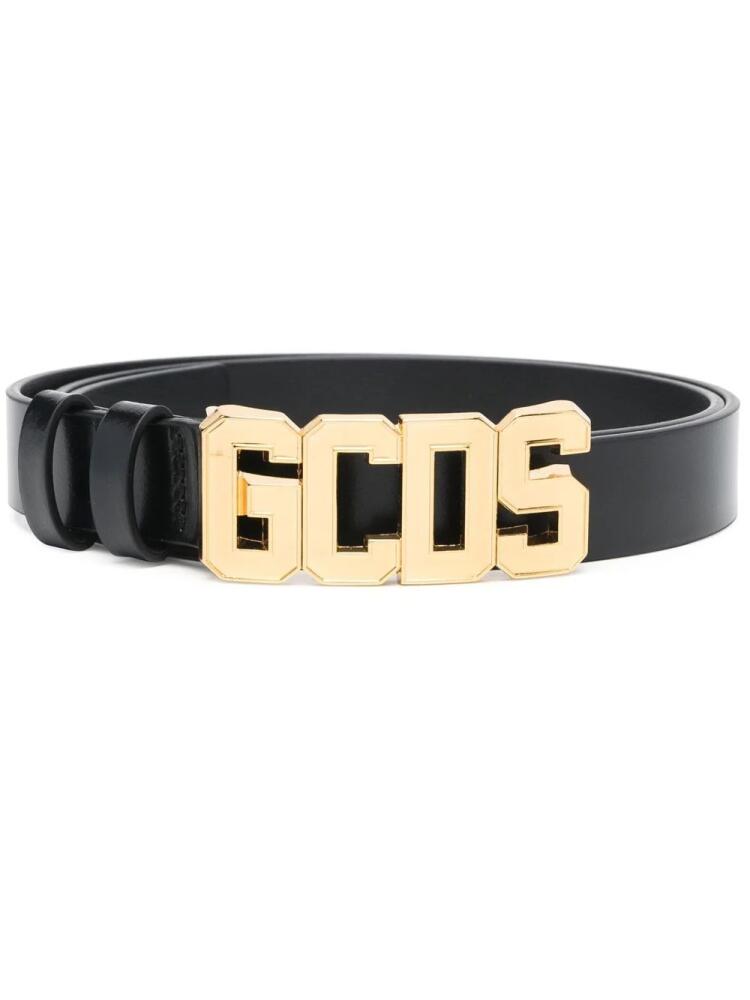 GCDS logo-buckle leather belt - Black Cover