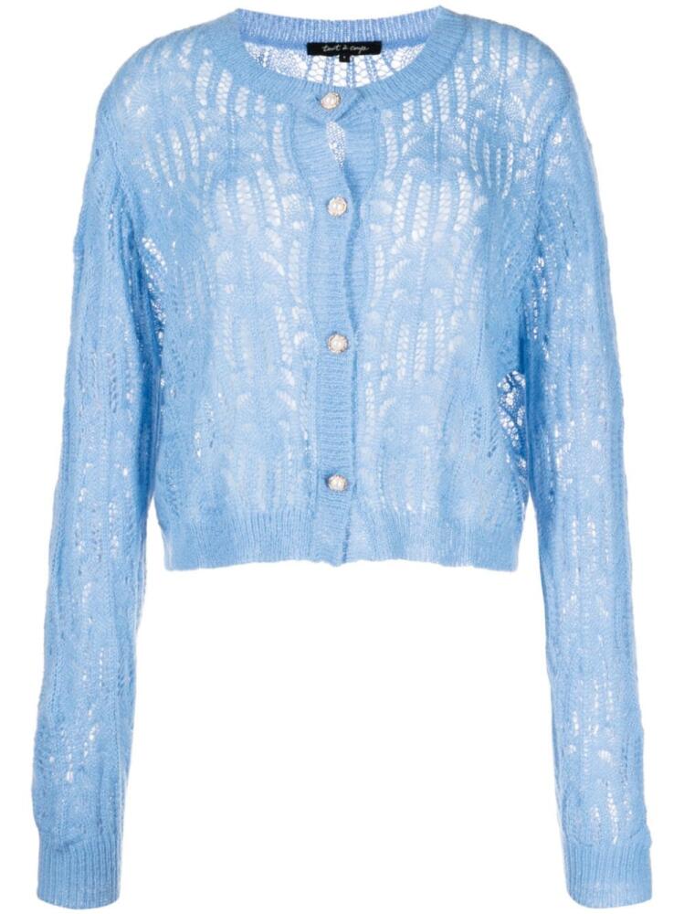 tout a coup button-up crochet-knit cardigan - Blue Cover