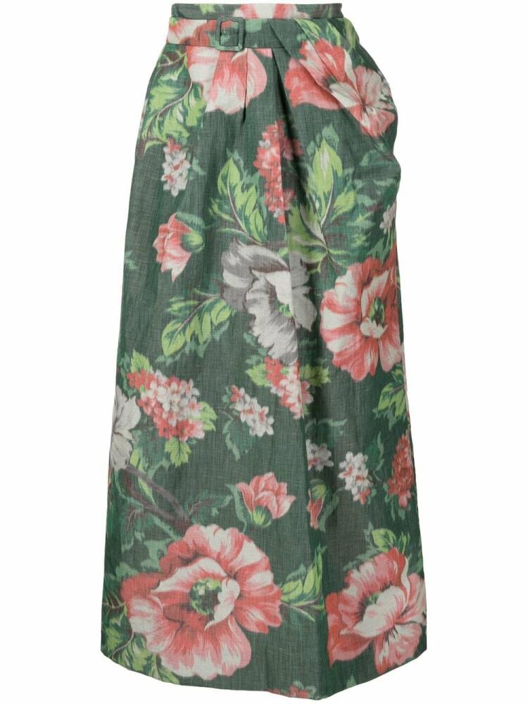 ERDEM belted floral skirt - Green Cover