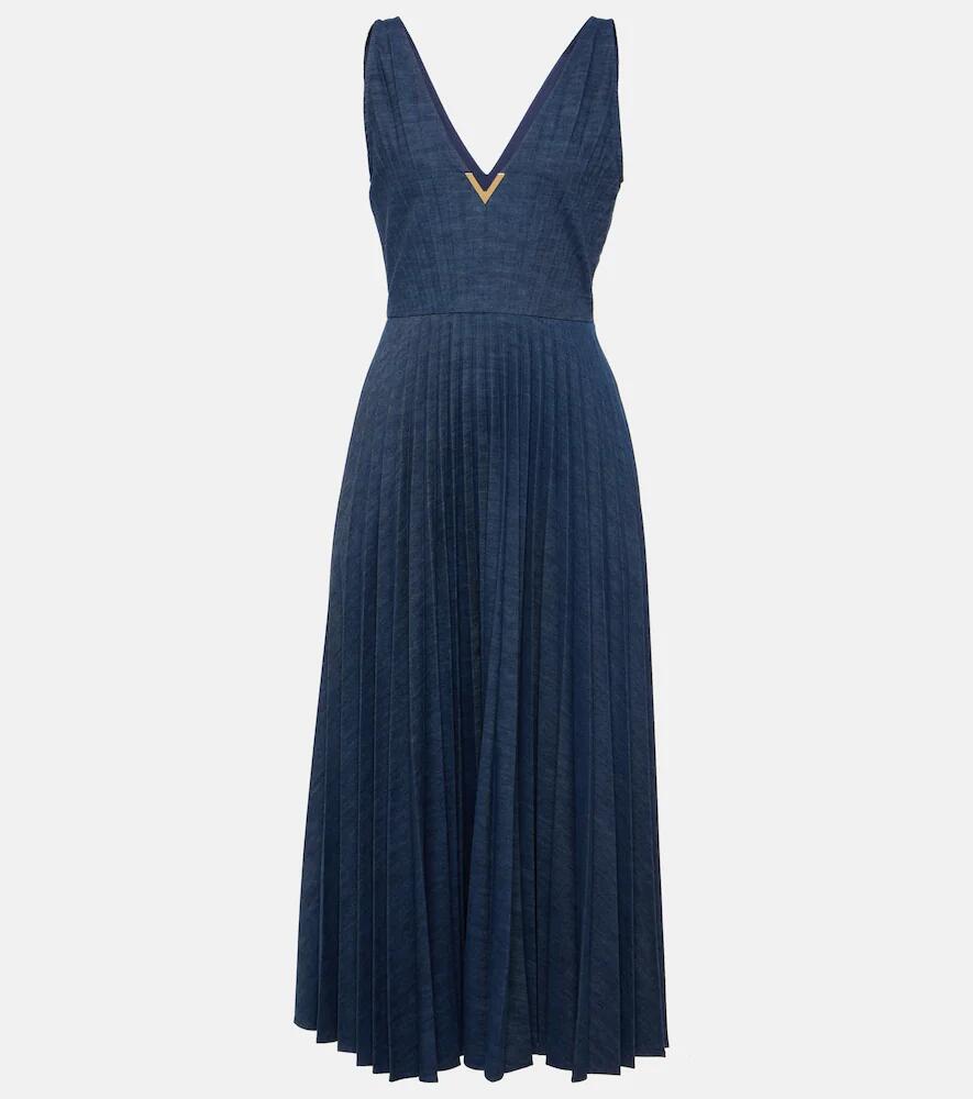 Valentino VGold plissé chambray maxi dress Cover