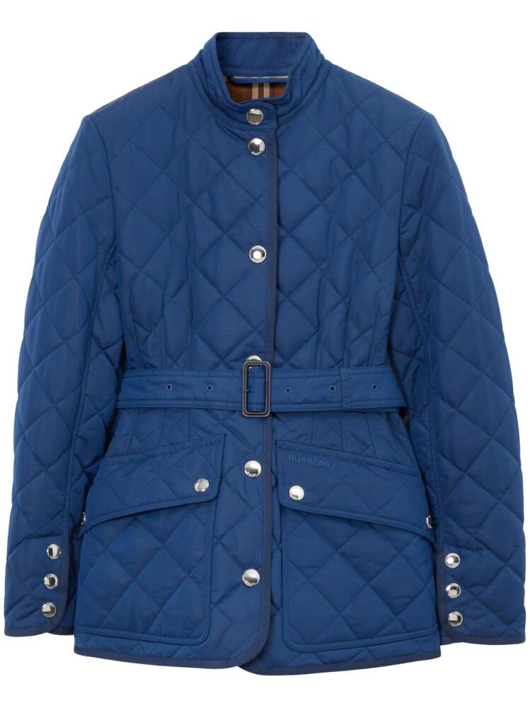 Burberry diamond-quilted belted jacket - Blue Cover