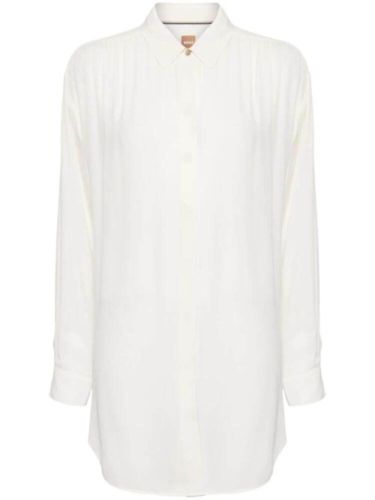 BOSS pleated classic-collar shirt - White Cover