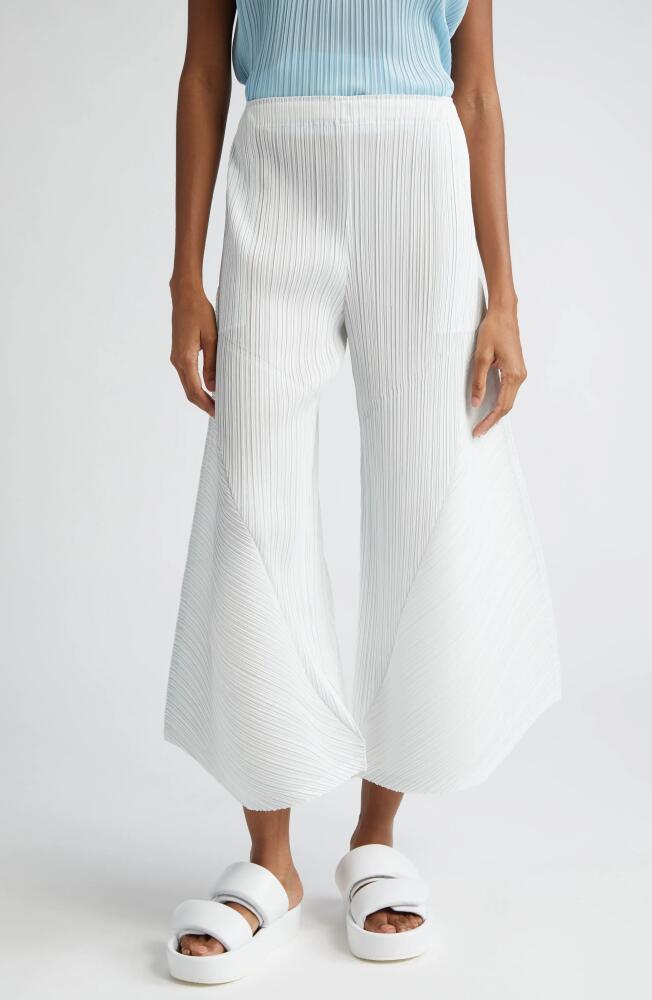 Pleats Please Issey Miyake Thicker Bottoms Pleated Wide Leg Pants in Ice White Cover