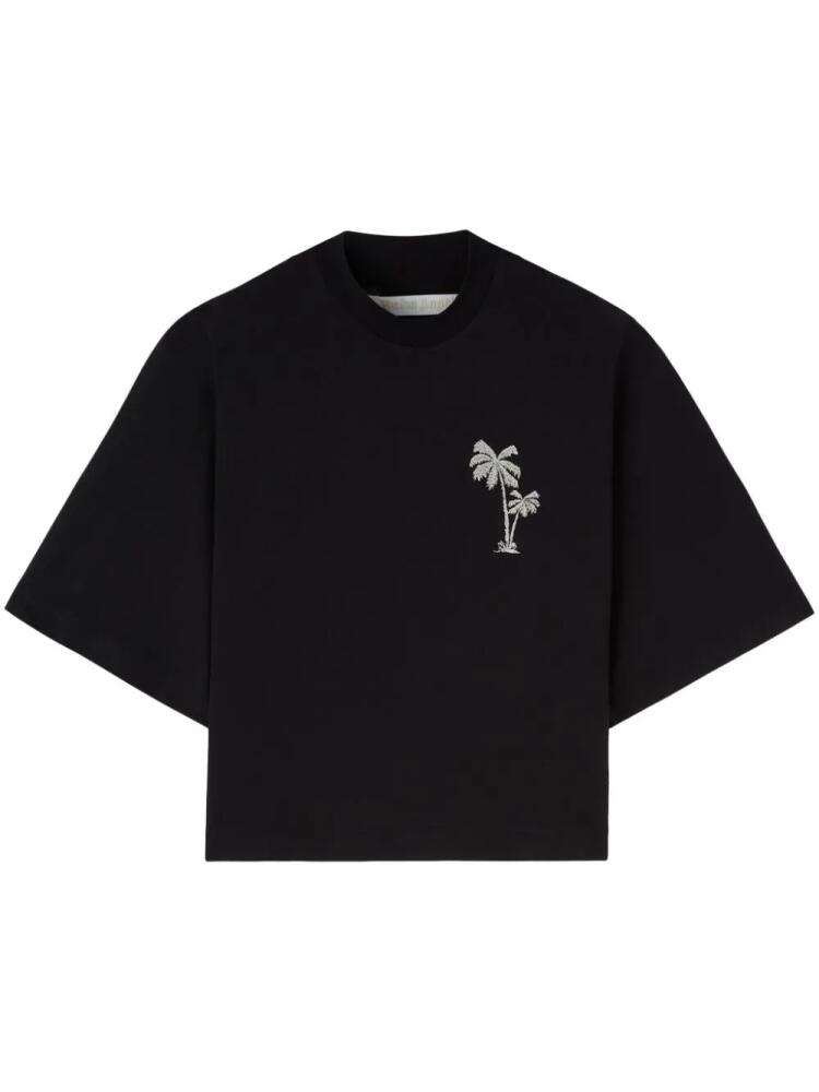 Palm Angels palm-embroidery cropped T-shirt - Black Cover