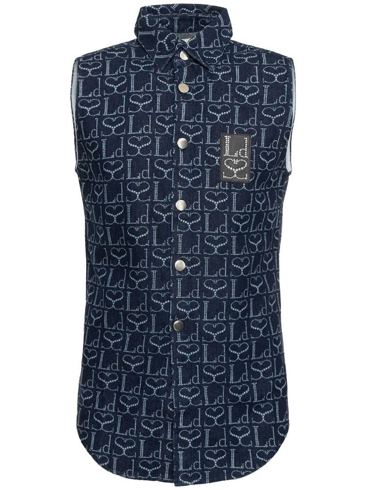 LUDOVIC DE SAINT SERNIN Monogram Sleeveless Cotton Denim Shirt Cover