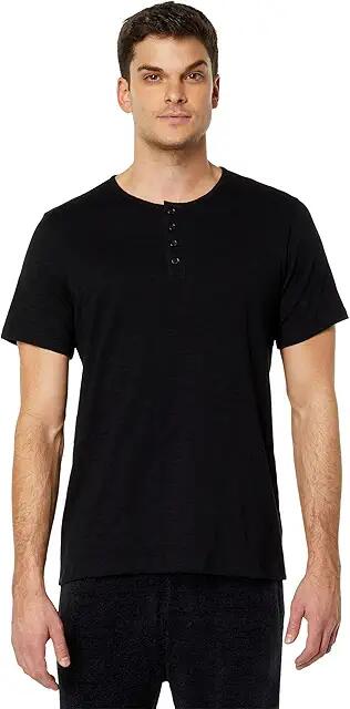 Barefoot Dreams Malibu Collection(r) Slub Henley Tee (Black) Men's Clothing Cover