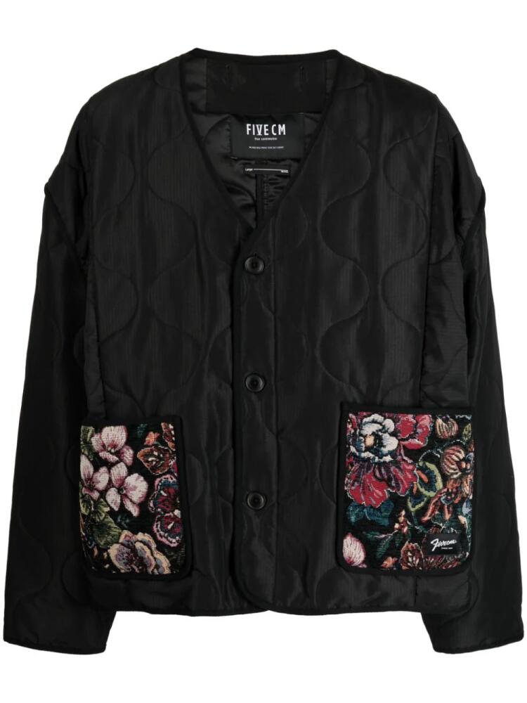 FIVE CM floral-patchwork quilted padded jacket - Black Cover