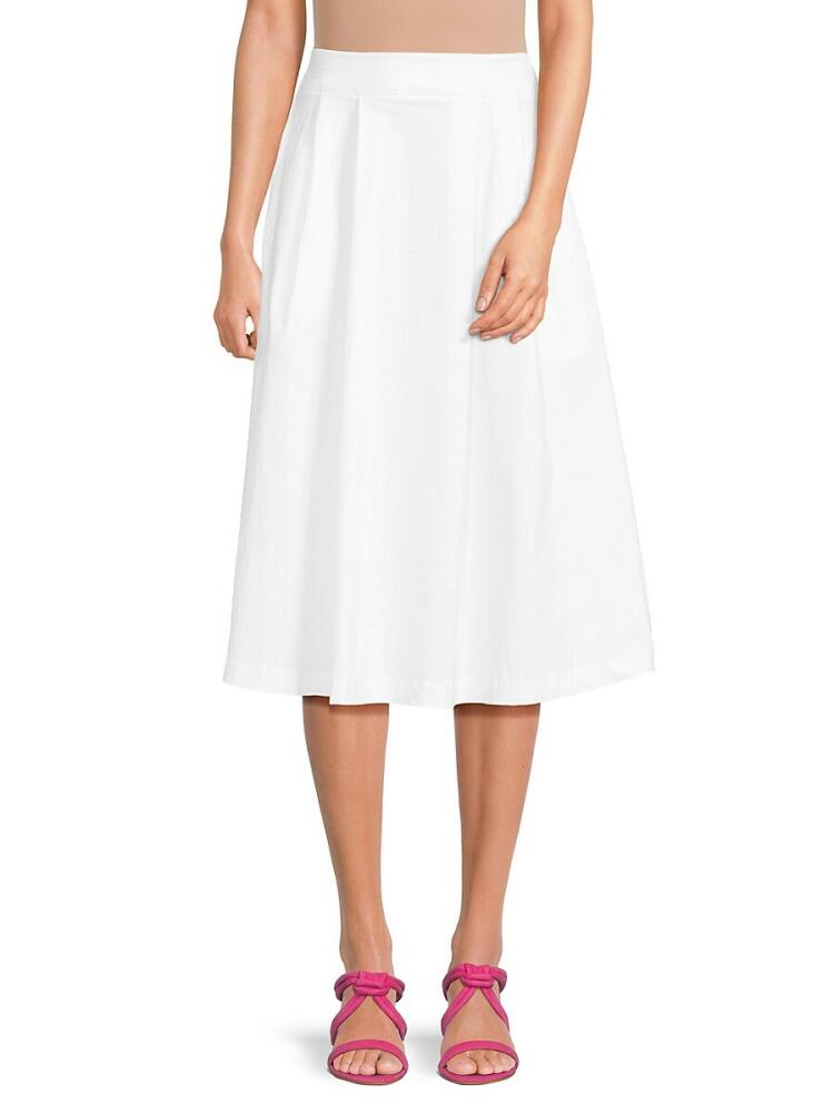 Renee C. Women's Box Pleated Midi Skirt - Ivory Cover