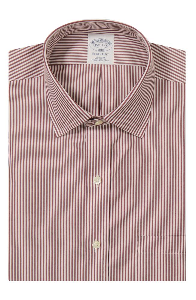 Brooks Brothers Candy Stripe Non-Iron Regent Fit Dress Shirt in Stripe Burgundy Cover