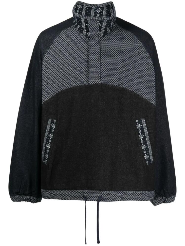 FIVE CM panelled half-zip pull-over jacket - Black Cover