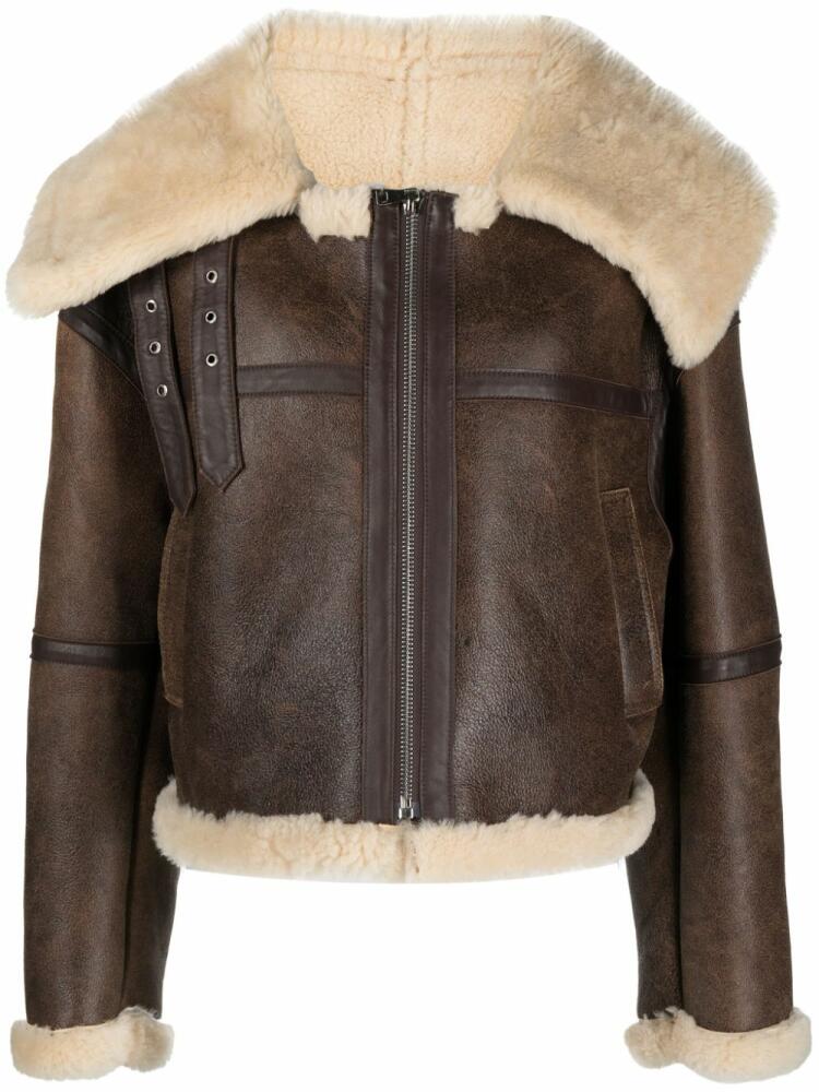 Liska zip-front shearling jacket - Brown Cover