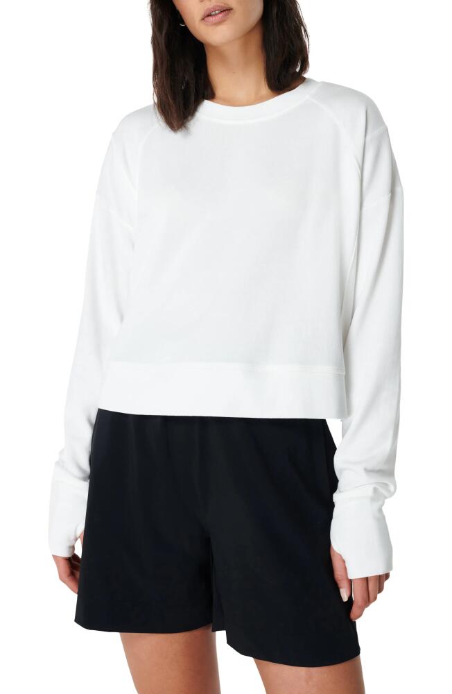 Sweaty Betty After Class Cotton Blend Crop Sweatshirt in Lily White Cover