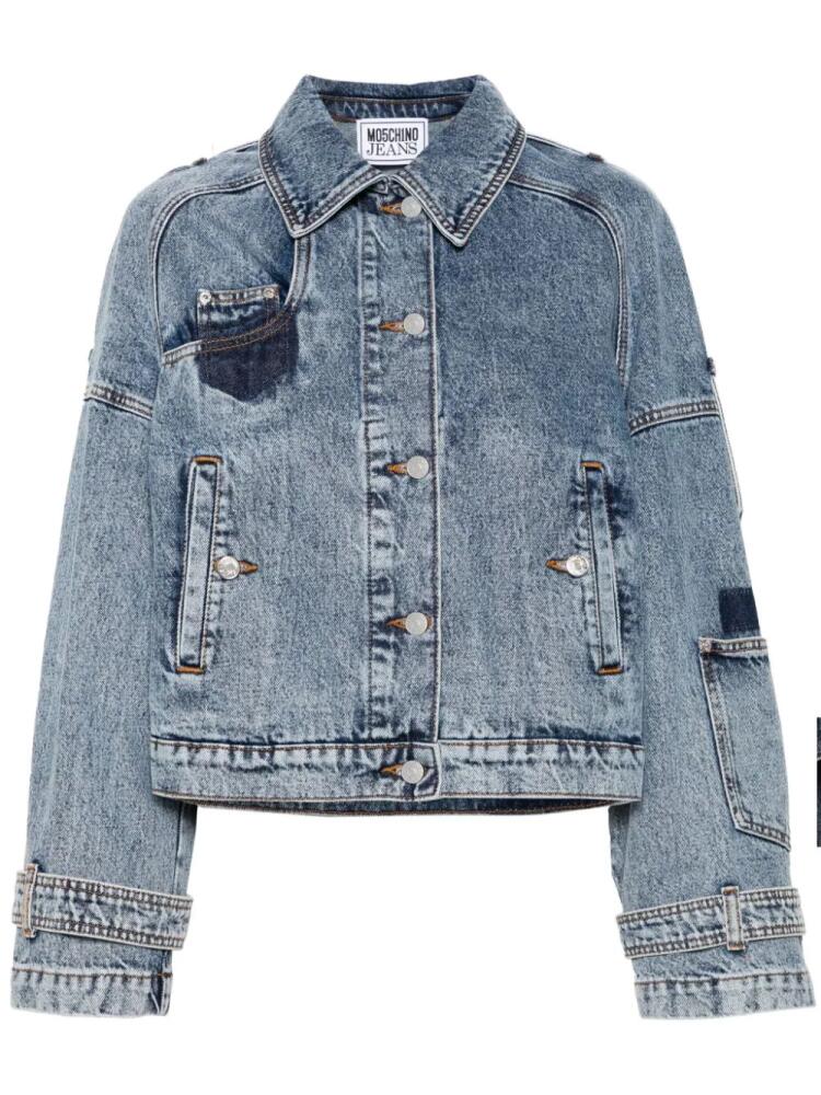 MOSCHINO JEANS logo-engraved buttons jacket - Blue Cover