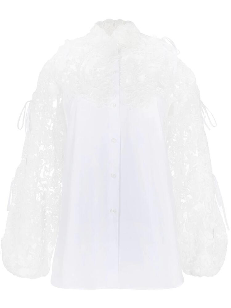 Ermanno Scervino lace-panelling cold-shoulder blouse - White Cover