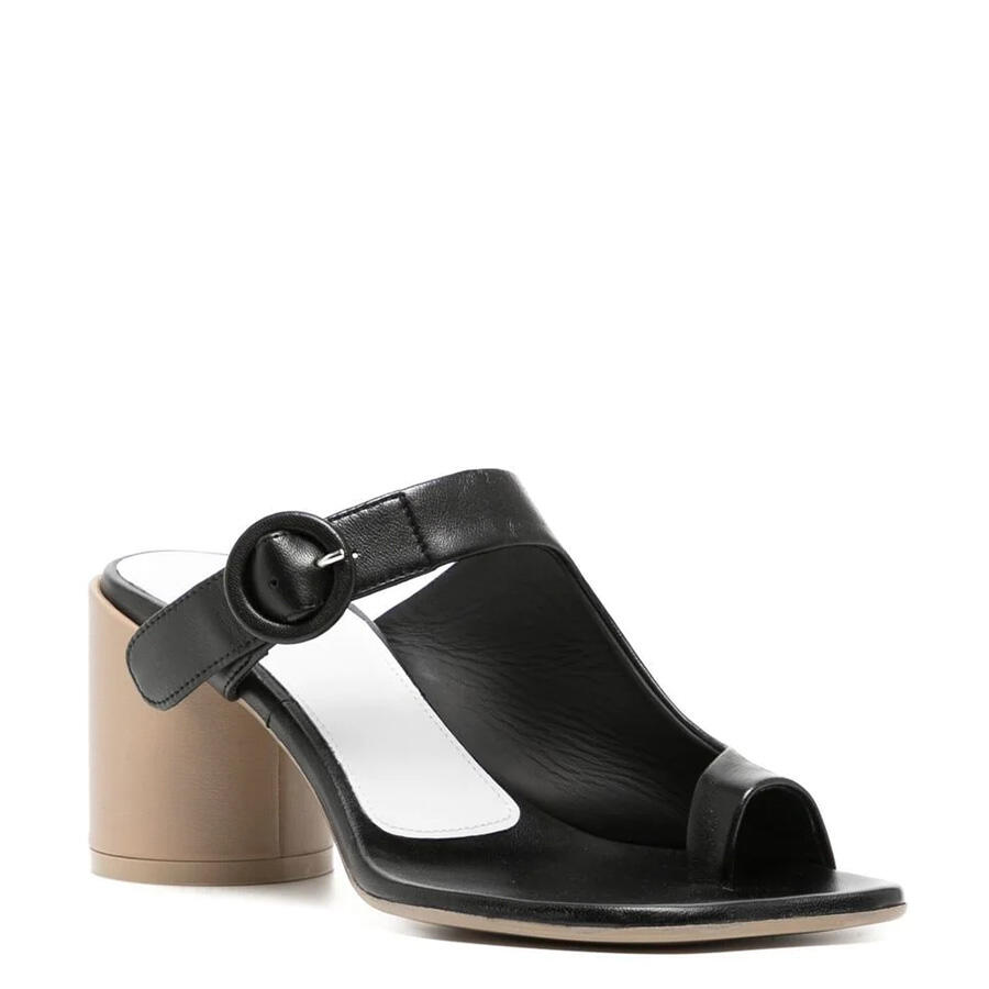 Mm6 Maison Margiela Ladies Black Leather Buckle Sandals Cover