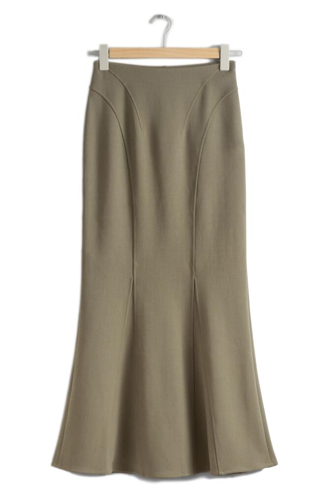 & Other Stories Fluted Maxi Skirt in Khaki Green Medium D Cover