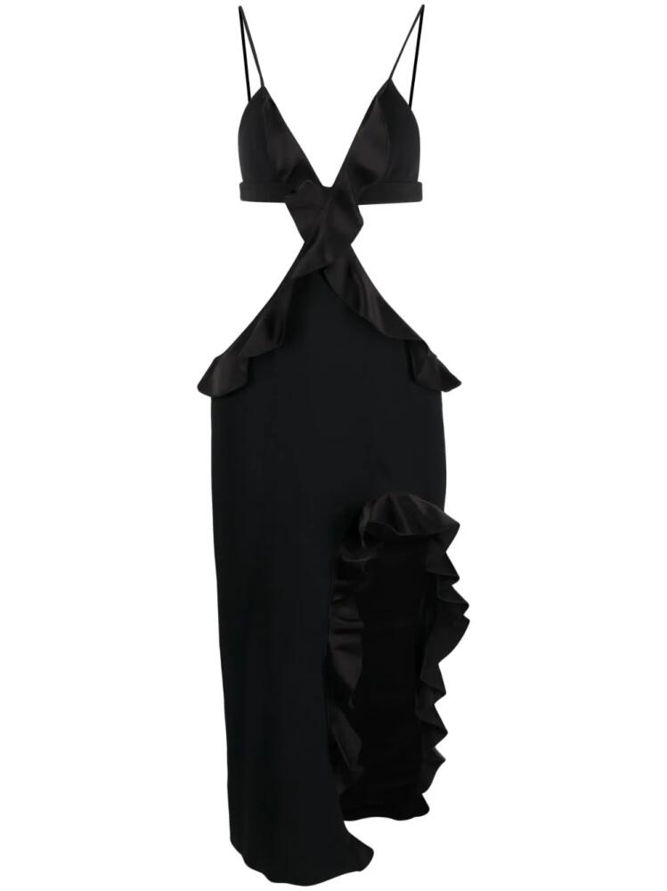 David Koma asymmetric ruffle-trim dress - Black Cover