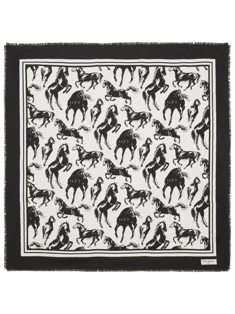 Balmain horse-print silk scarf - Black Cover