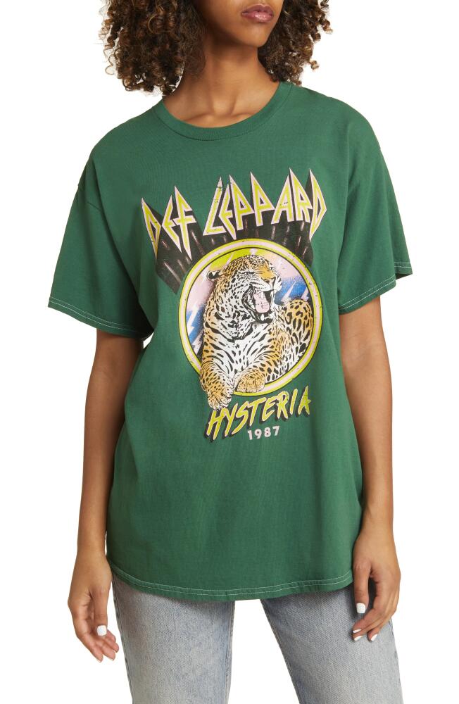 Vinyl Icons Def Leppard Hysteria Cotton Graphic T-Shirt in Hunter Green Cover