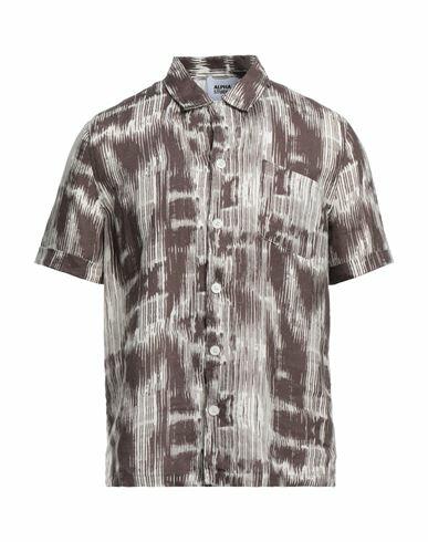 Alpha Studio Man Shirt Dark brown Linen Cover