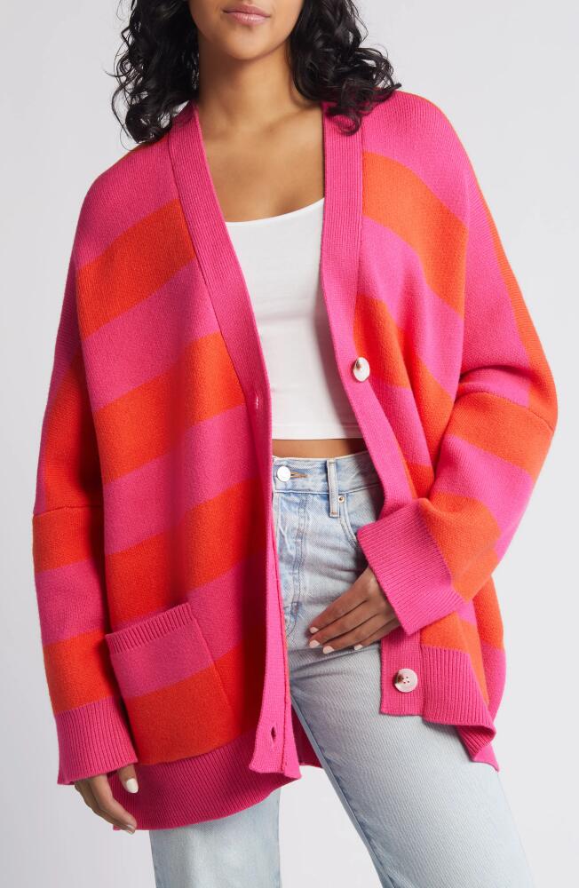 Dressed in Lala Love You Sorbet Stripe Cardigan in Pink Orange Cover