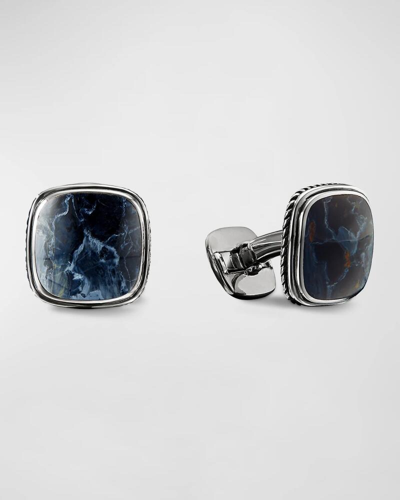 David Yurman Men's Exotic Stone Cuff Links with Gemstones in Silver, 18mm Cover