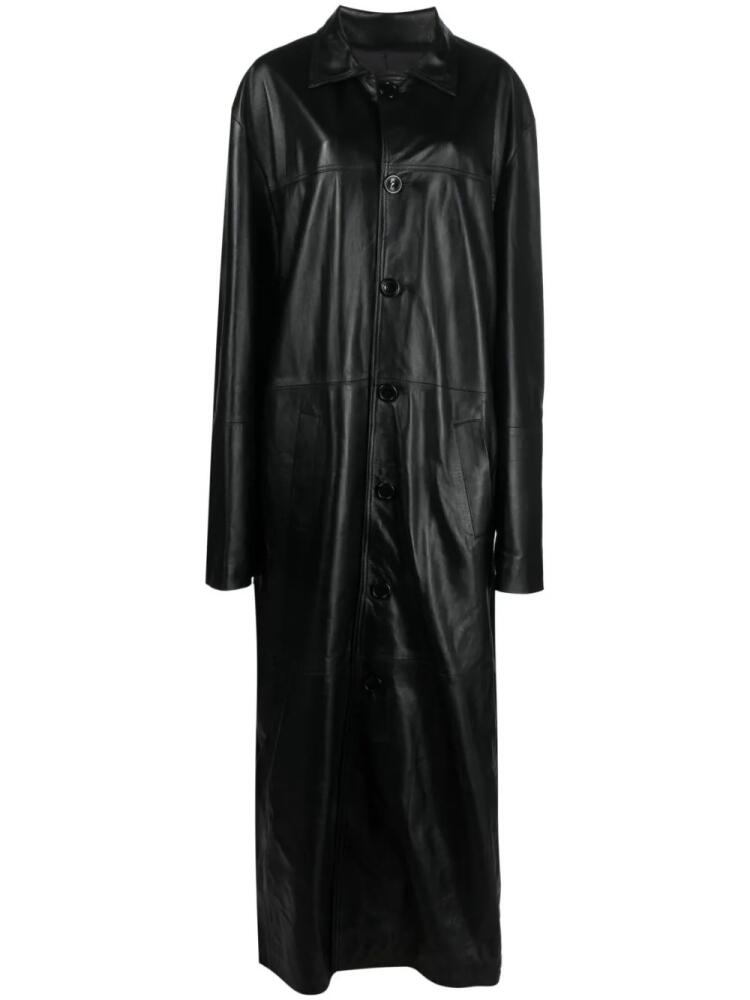 Manokhi button-front leather coat - Black Cover