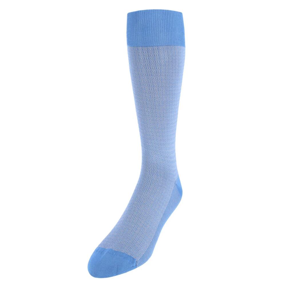 Trafalgar Bernard Chain Link Over The Calf Mercerized Cotton Socks in Azure Blue Cover