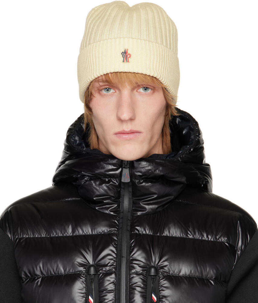 Moncler Grenoble White Logo Beanie Cover