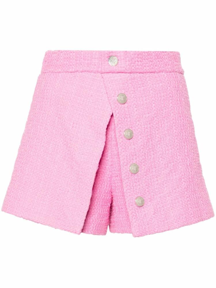 Maje overlapping-panel tweed shorts - Pink Cover