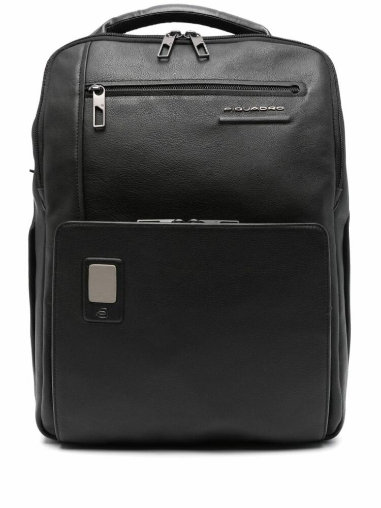 PIQUADRO logo-plaque laptop backpack - Black Cover