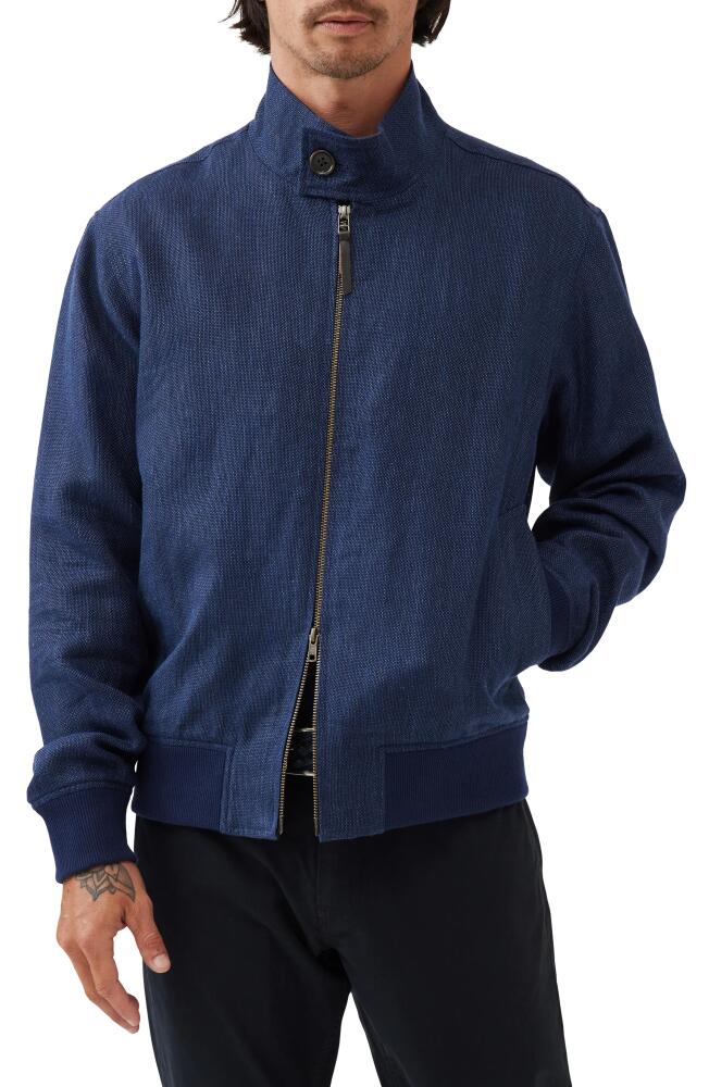 Rodd & Gunn The Cascades Linen & Wool Zip-Up Bomber Jacket in Deep Ocean Cover