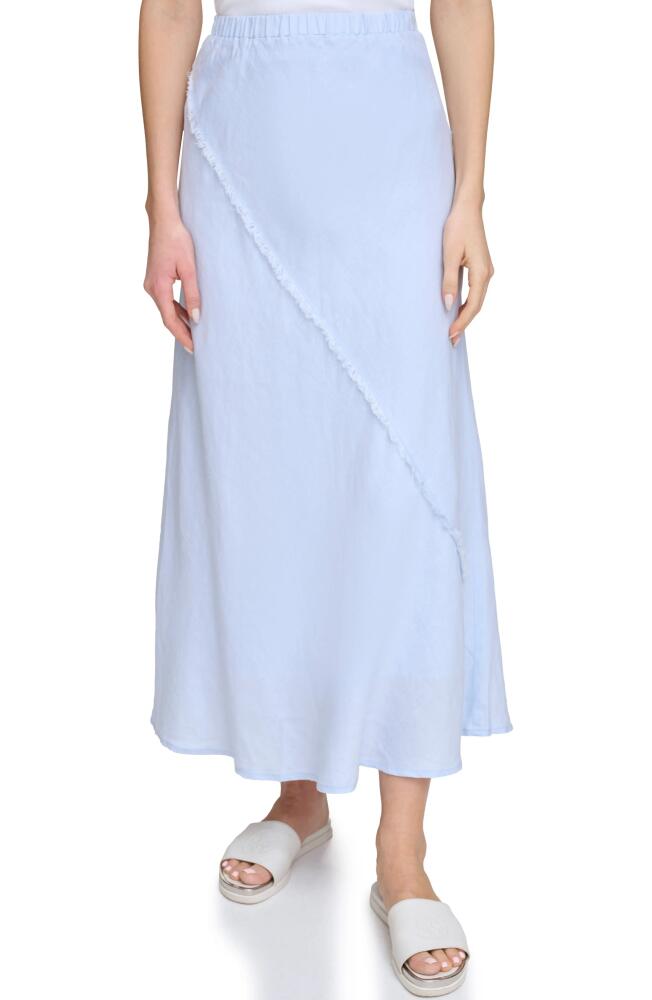 DKNY Linen Midi Skirt in Frost Blue Cover