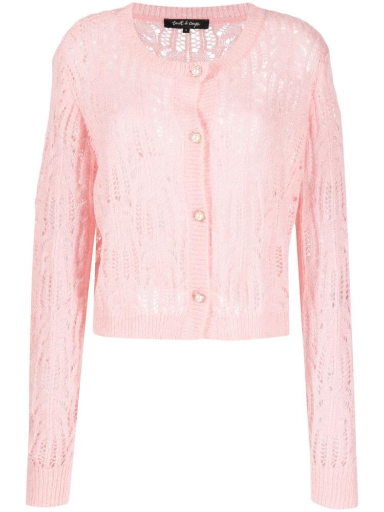 tout a coup button-up crochet-knit cardigan - Pink Cover