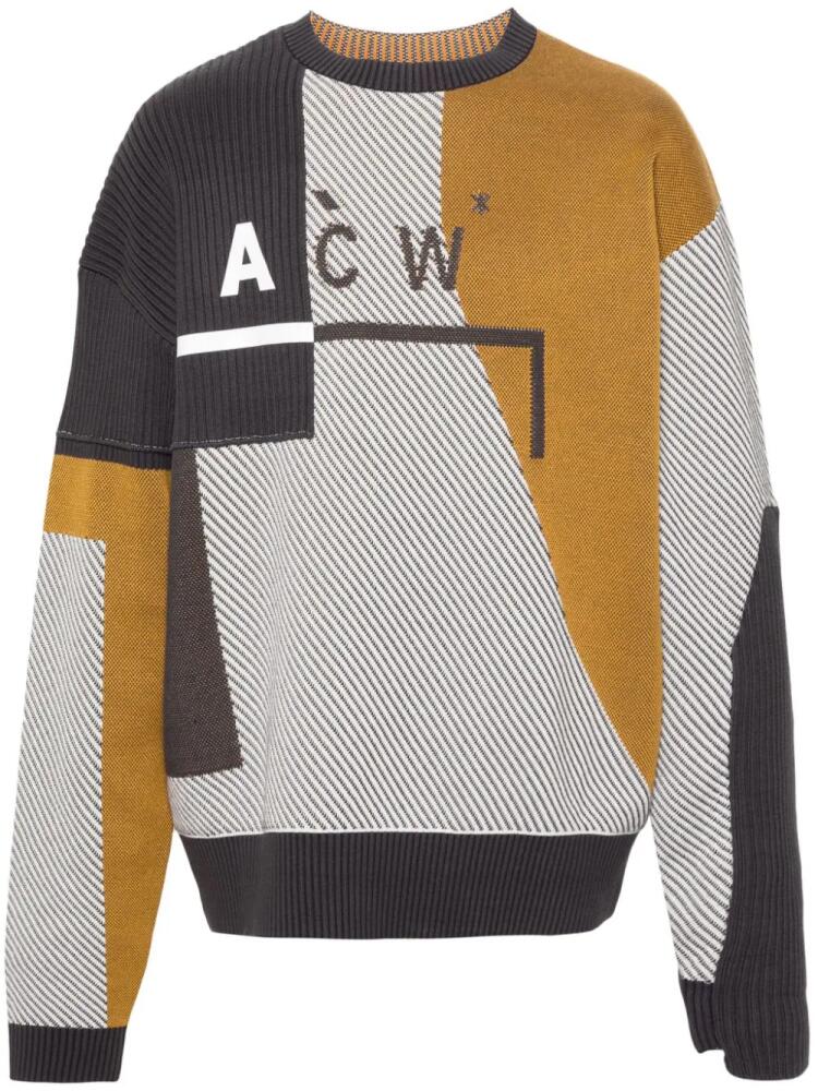 A-COLD-WALL* intarsia-knit-logo panelled jumper - Grey Cover