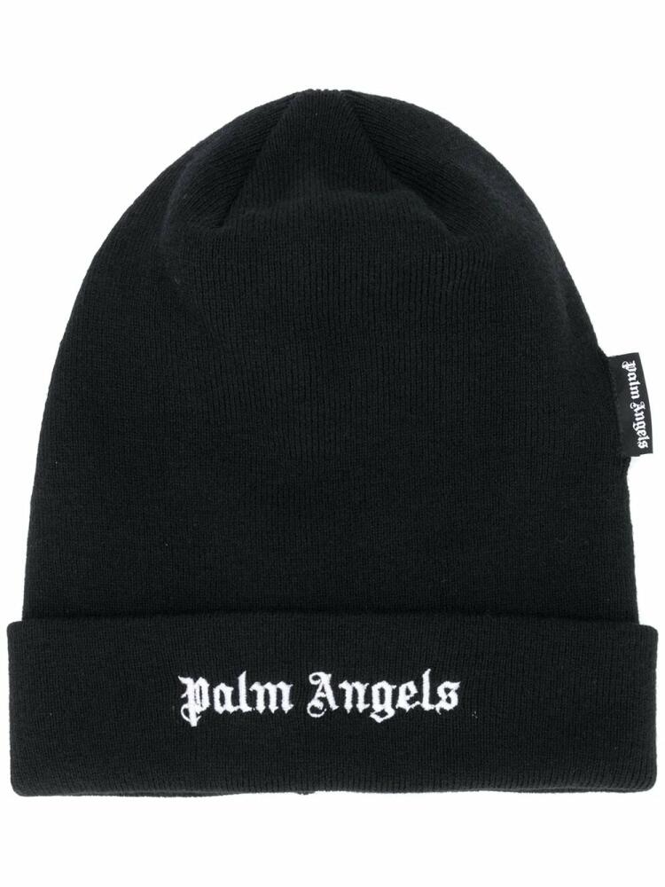 Palm Angels embroidered logo beanie hat - Black Cover