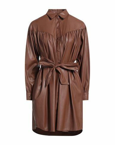 Gai Mattiolo Woman Mini dress Brown Polyurethane, Polyester Cover