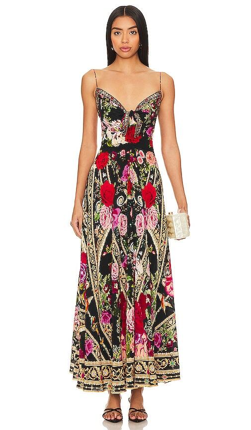 Camilla Tie Front Maxi Dress in Black,Red Cover