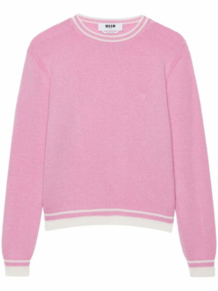 MSGM embroidered-logo knitted top - Pink Cover