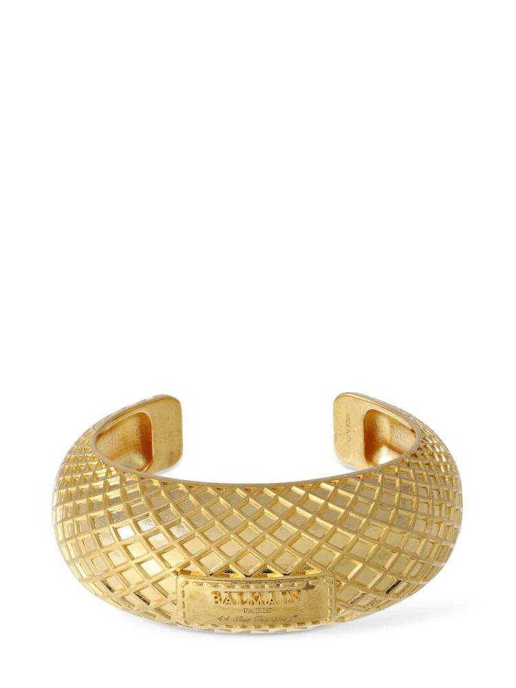 BALMAIN Signature Grid Brass Bracelet Cover